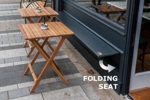 Shop Front Folding Seat and Tables -Laurel Bank Joinery - Square Restaurant Dundalk